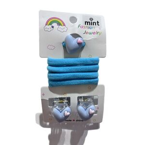 Mint Blue Heart Hair Accessories Set
